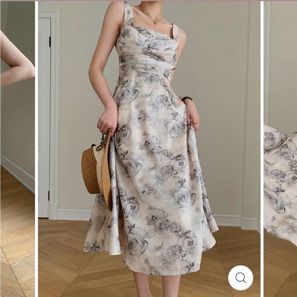 Floral Print Sleeveless Vintage Dress